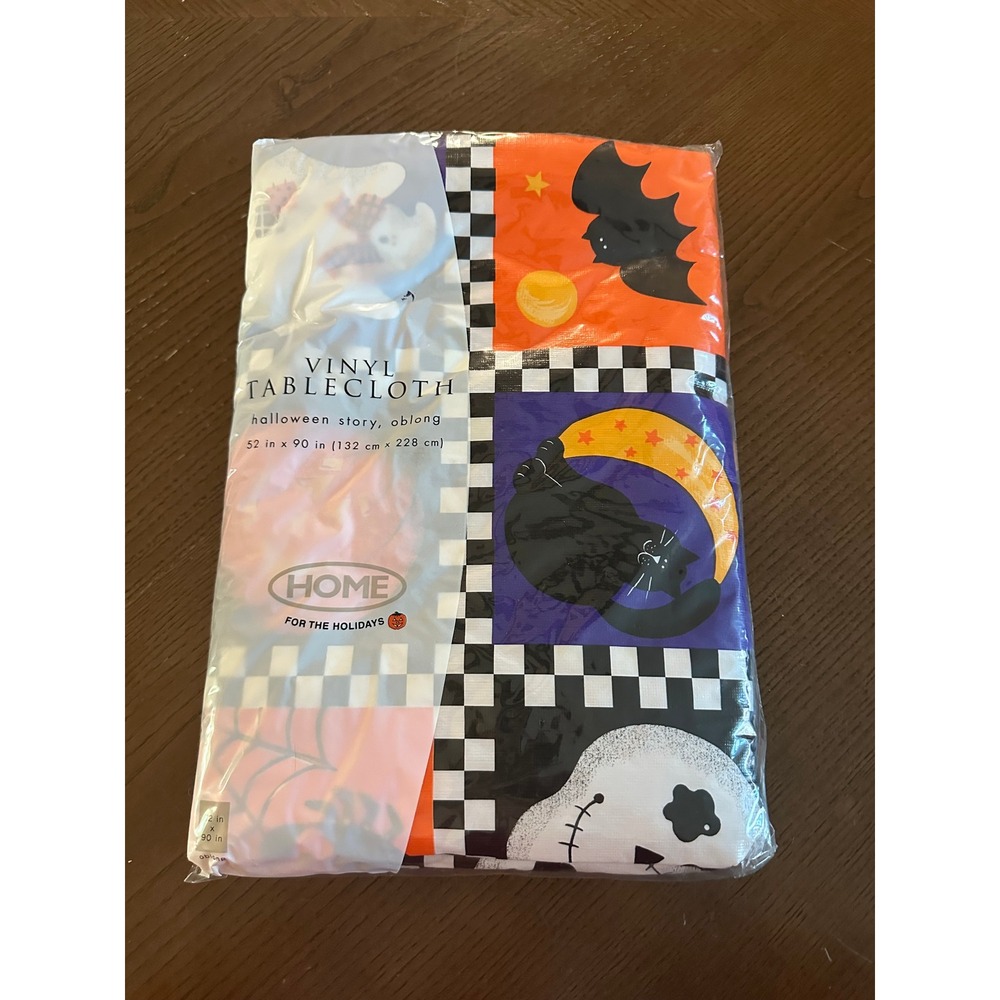 NOS Home For The Holidays Halloween Vinyl Tablecloth Oblong 52x90 Target 2001